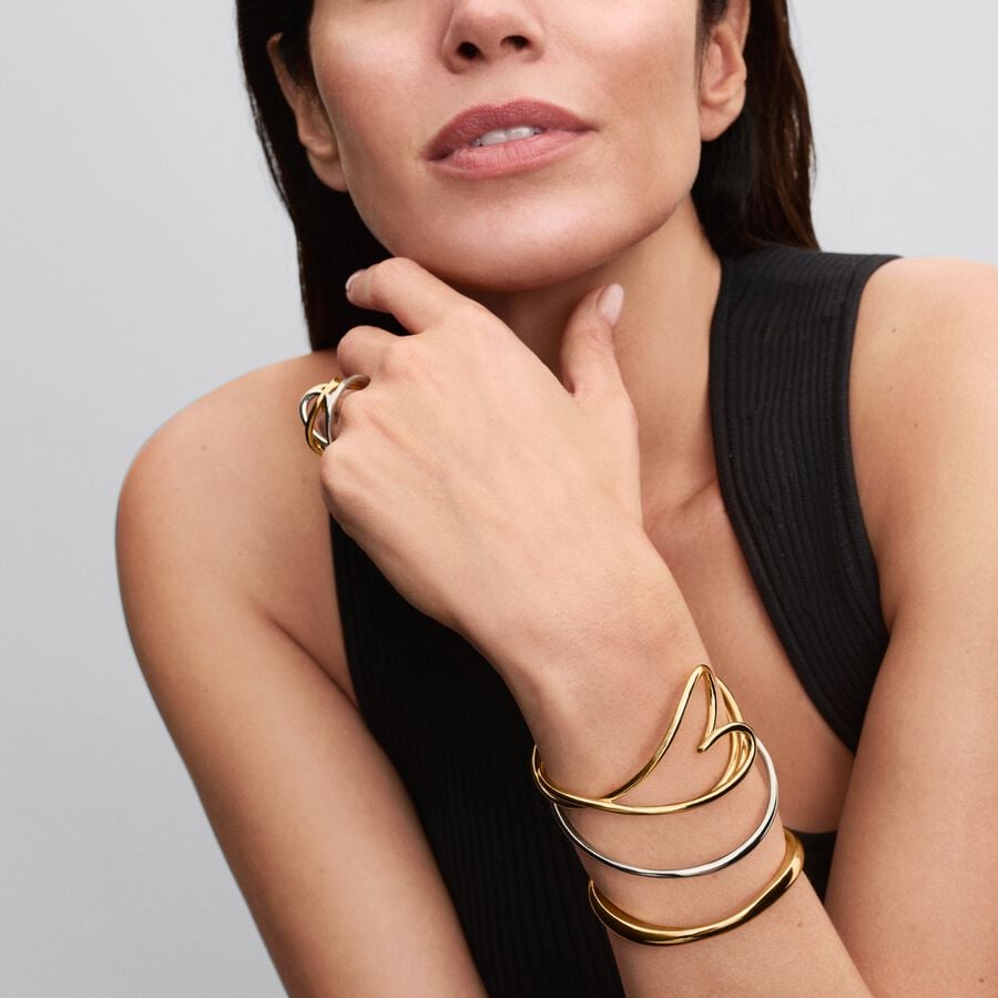Pandora Organisch Gevormde Hart Bangle goudverguld - 563808C00