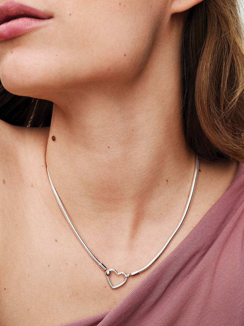 Pandora Snake Chain-halsketting met hartsluiting - 393377C00