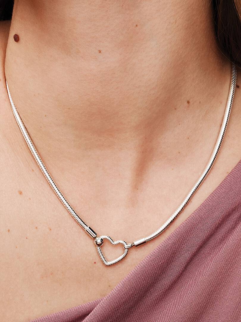 Pandora Snake Chain-halsketting met hartsluiting - 393377C00