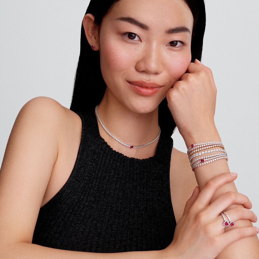 Pandora Choker met hart en halo Zilver - 393549C01 - PansiteNederland.nl