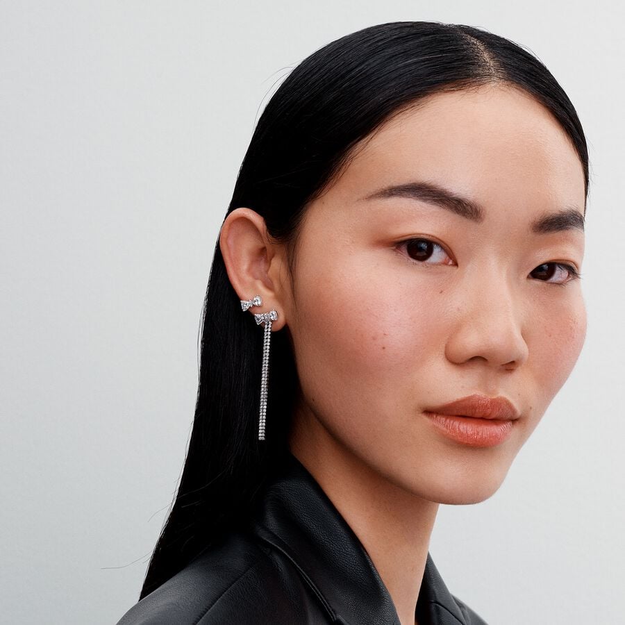 Pandora Druppelvormige oorbellen met pavé en strik - 293544C01 - PansiteNederland.nl