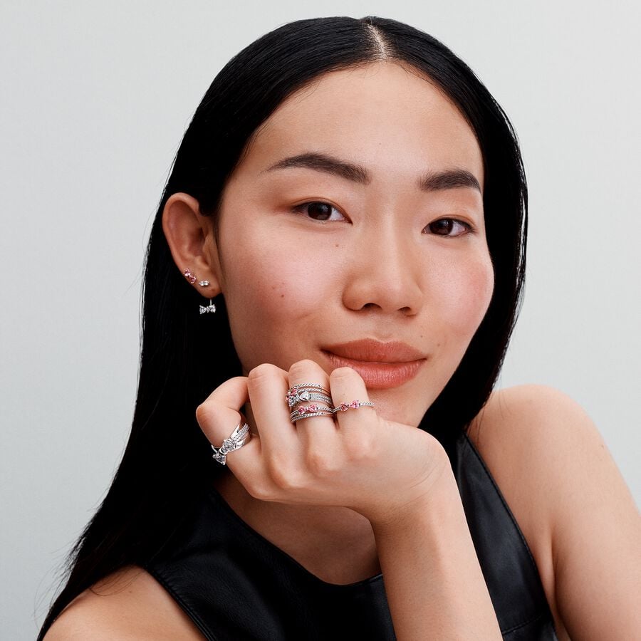 Pandora Oorknoppen Zilver met Roze Strik en Zirkonia - 293505C01 - PansiteNederland.nl