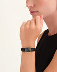 Rosefield horloge QBBLG-Q53 Boxy XS Black Black Leather Gold - PansiteNederland.nl