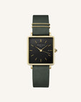 Rosefield horloge QBFGG-Q031 The Boxy Black Sunray Forest Green Gold - PansiteNederland.nl
