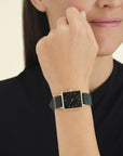 Rosefield horloge QBFGG-Q031 The Boxy Black Sunray Forest Green Gold - PansiteNederland.nl