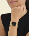 Rosefield horloge QBSG-Q017 The Boxy Black Steel Gold - PansiteNederland.nl