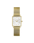 Rosefield horloge QMWMG-Q039 The Boxy XS White Sunray Mesh Gold - PansiteNederland.nl