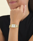Rosefield horloge QMWMG-Q039 The Boxy XS White Sunray Mesh Gold - PansiteNederland.nl