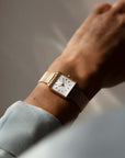 Rosefield horloge QMWMRG-Q040 The Boxy XS White Sunray Mesh Rose Gold - PansiteNederland.nl