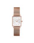 Rosefield horloge QMWMRG-Q040 The Boxy XS White Sunray Mesh Rose Gold - PansiteNederland.nl