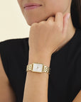 Rosefield horloge QMWSG-Q021 The Boxy XS White Sunray Steel Gold - PansiteNederland.nl