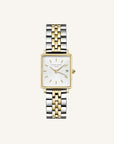 Rosefield horloge QMWSSG-Q023 The Boxy XS White Sunray Steel Silver Gold Duo - PansiteNederland.nl