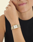 Rosefield horloge QMWSSG-Q023 The Boxy XS White Sunray Steel Silver Gold Duo - PansiteNederland.nl