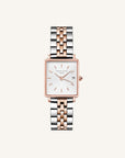 Rosefield horloge QMWSSR-Q024 The Boxy XS White Sunray Steel Silver Rosegold Duo - PansiteNederland.nl