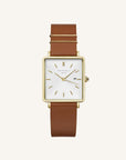 Rosefield horloge QSCG-Q029 The Boxy White Sunray Cognac Gold - PansiteNederland.nl