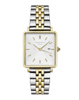 Rosefield horloge QVSGD-Q013 The Boxy White Sunray Silver Gold Duo - PansiteNederland.nl