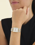 Rosefield horloge QVSGD-Q013 The Boxy White Sunray Silver Gold Duo - PansiteNederland.nl