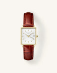 Rosefield horloge QWBLG-Q55 Boxy XS White Medium Brown Leather Gold - PansiteNederland.nl