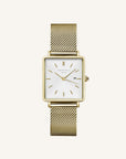 Rosefield horloge QWSG-Q03 The Boxy White Sunray Mesh Gold - PansiteNederland.nl