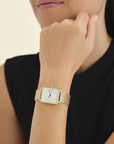 Rosefield horloge QWSG-Q03 The Boxy White Sunray Mesh Gold - PansiteNederland.nl