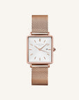 Rosefield horloge QWSR-Q01 The Boxy White Sunray Mesh Rosegold - PansiteNederland.nl