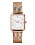 Rosefield horloge QWSR-Q01 The Boxy White Sunray Mesh Rosegold - PansiteNederland.nl