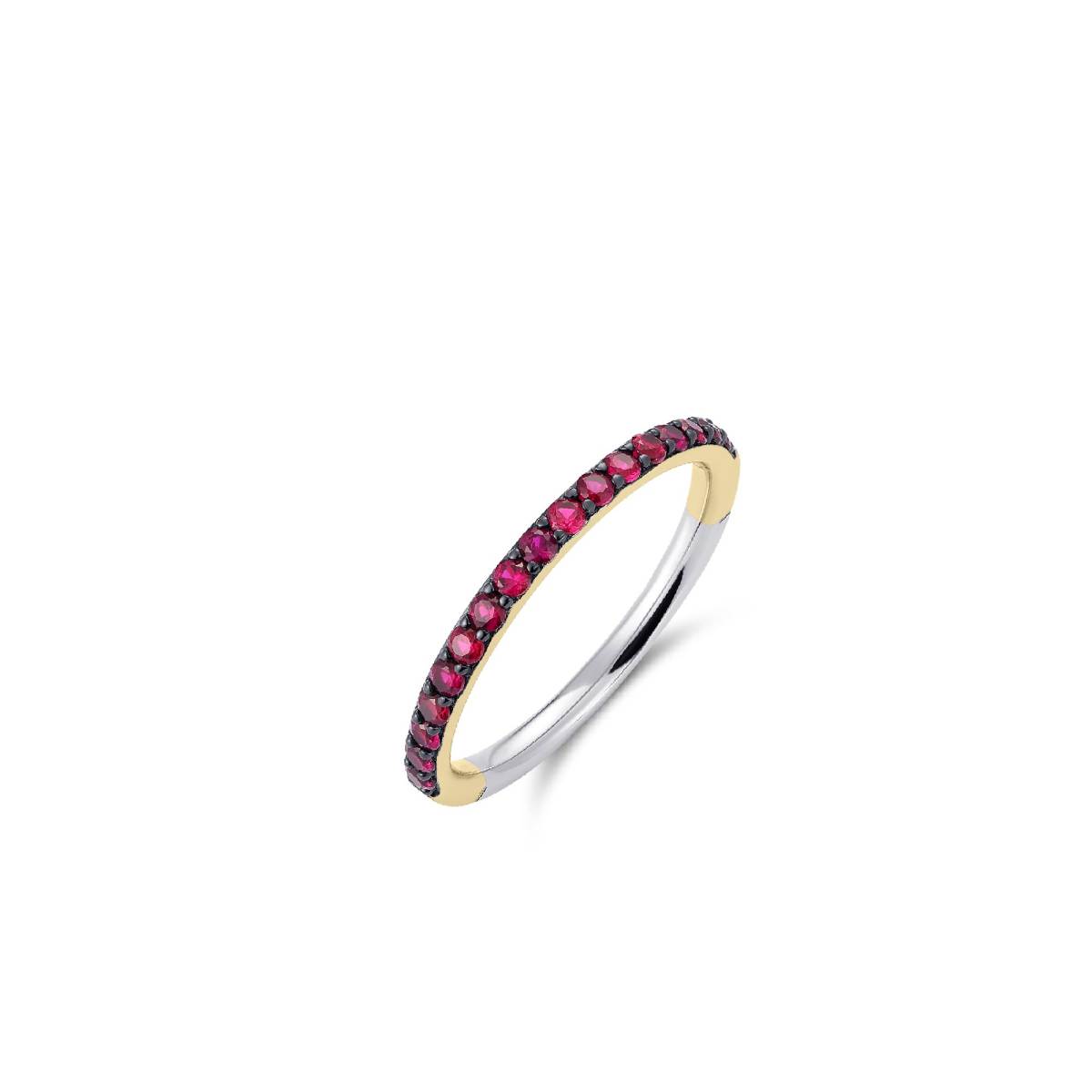 Gisser Ring Zilver Geel Verguld Zirkonia Felroze – R066YF