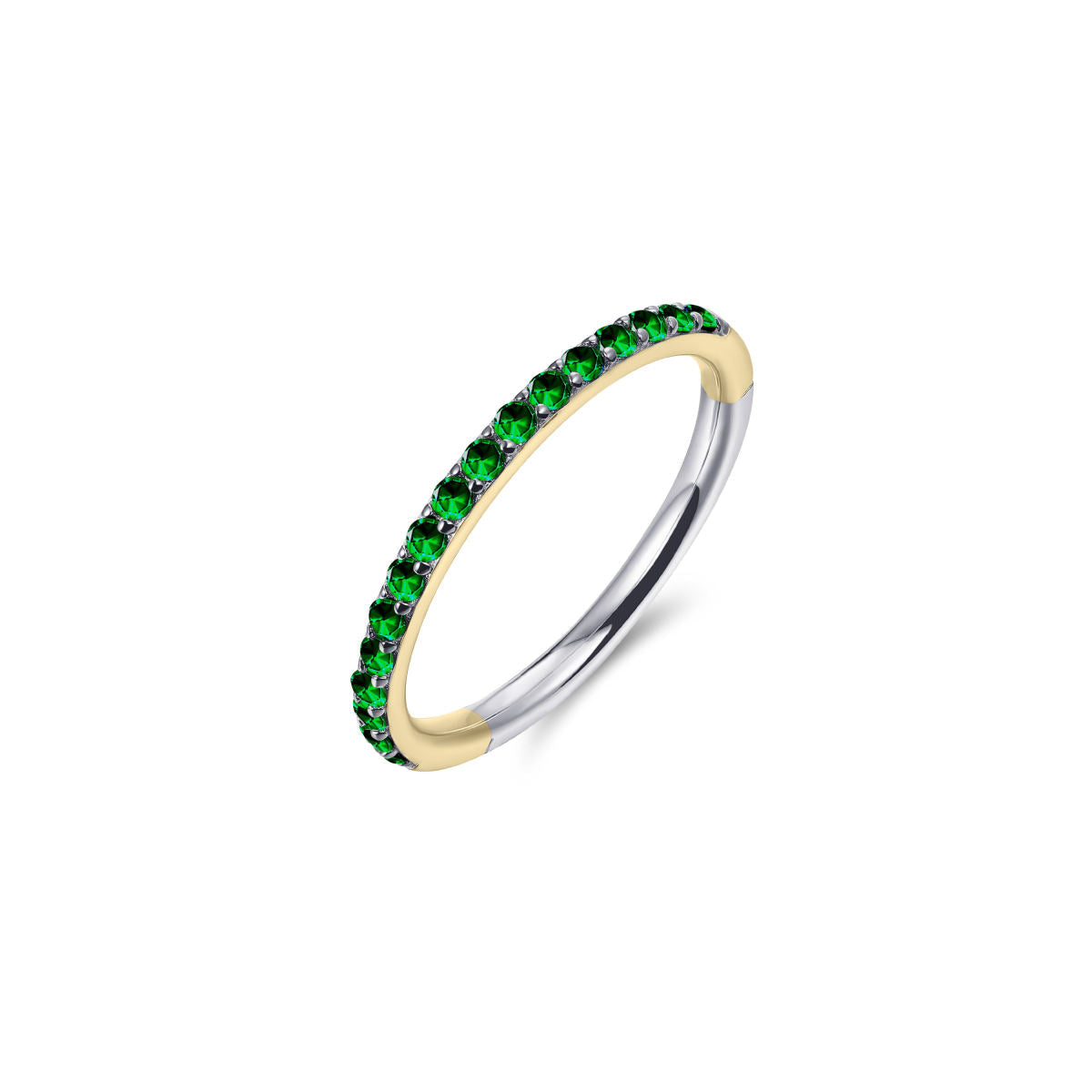 Gisser Ring Zilver Geel Verguld Zirkonia Groen – R066YG