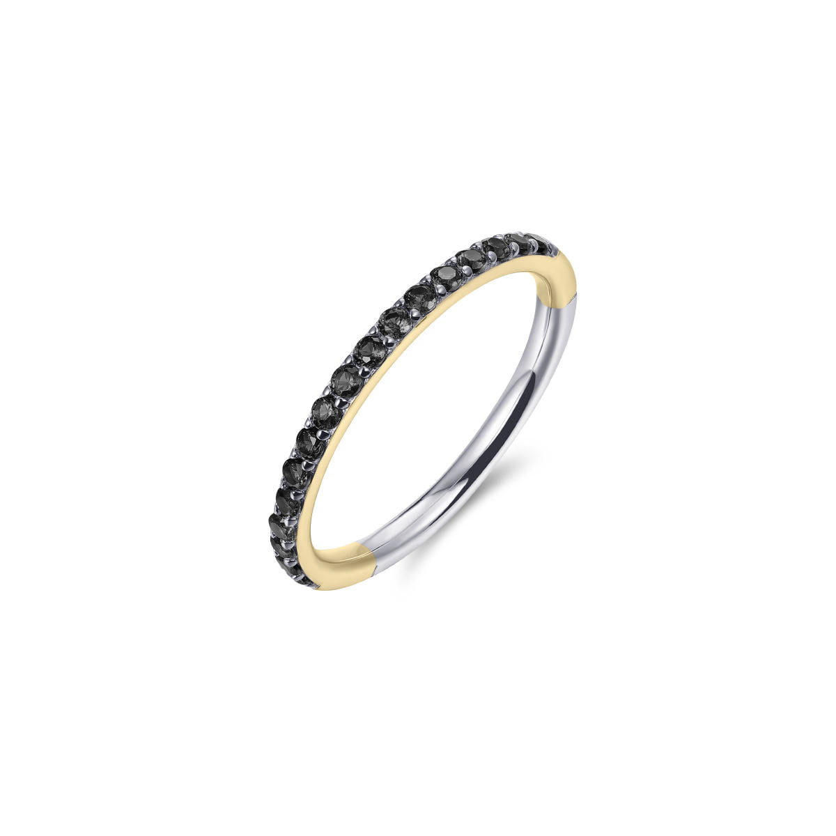 Gisser Ring Zilver Geel Verguld Zirkonia Zwart – R066YZ
