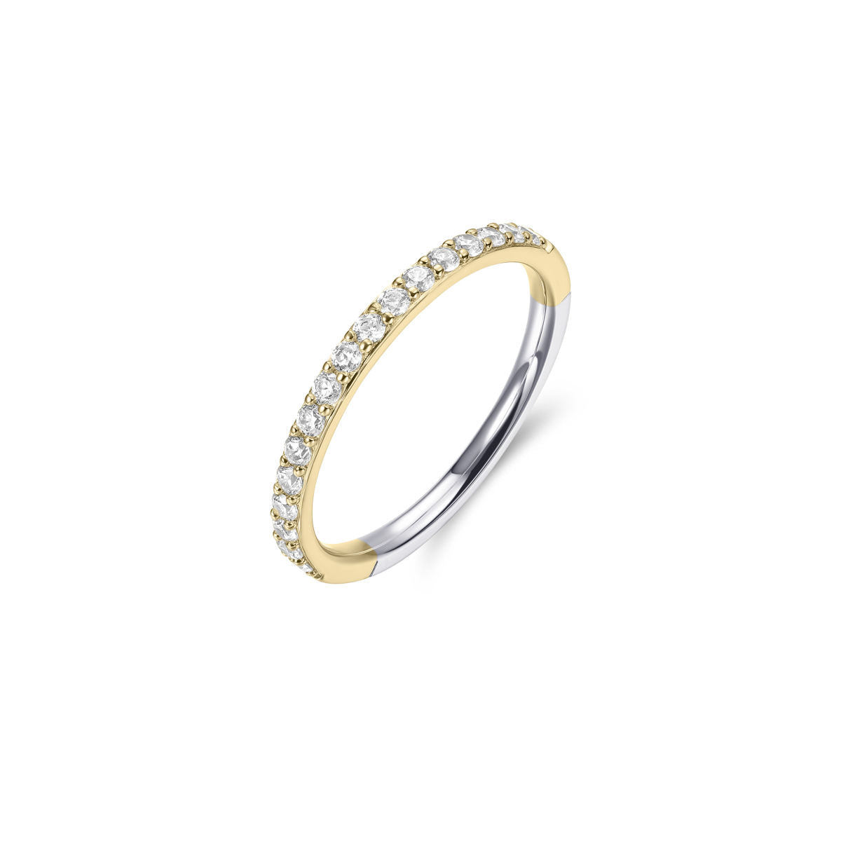 Gisser Ring Zilver Geel Verguld Zirkonia Wit – R066Y