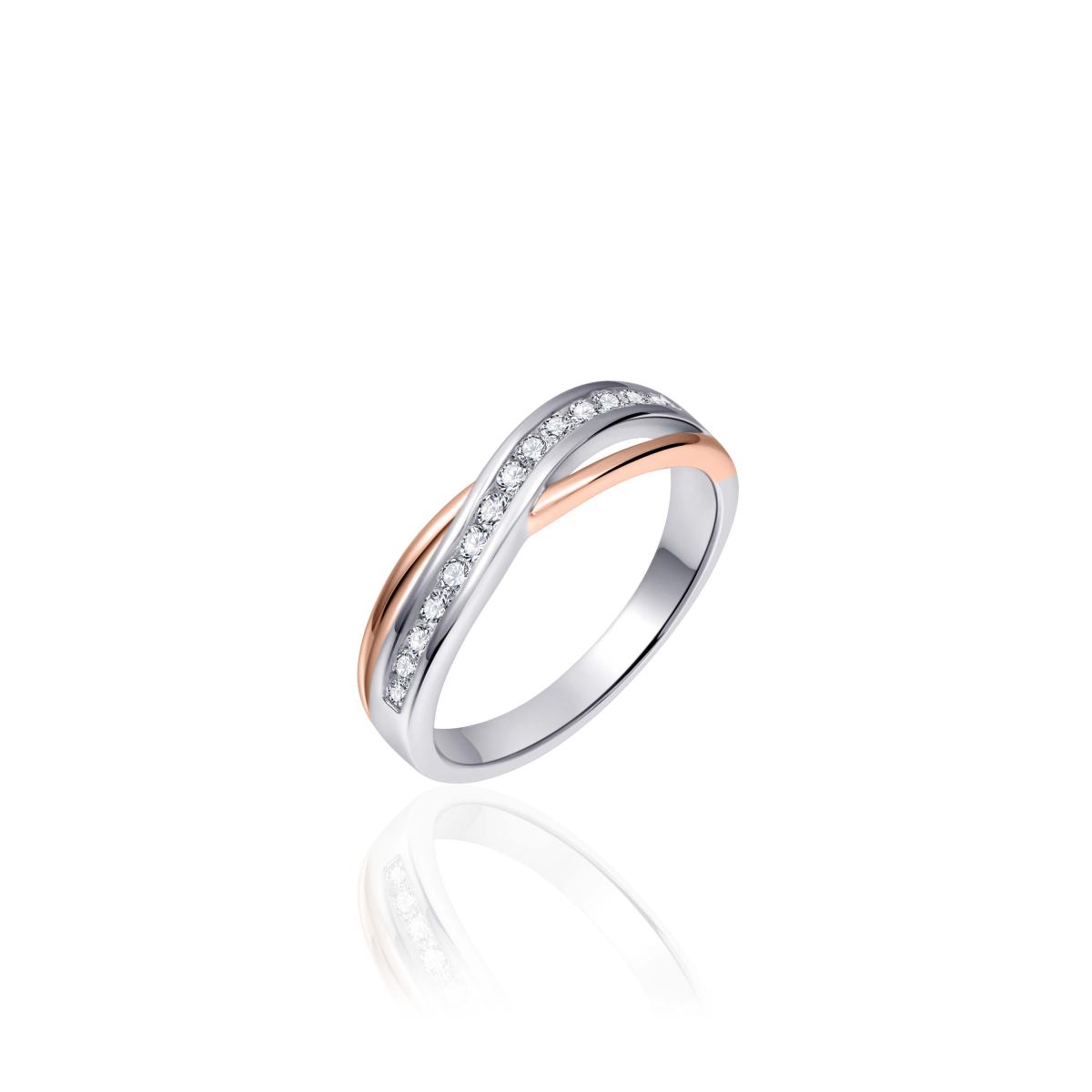 Gisser Ring Zilver Roséverguld Zirkonia Wit – R101R