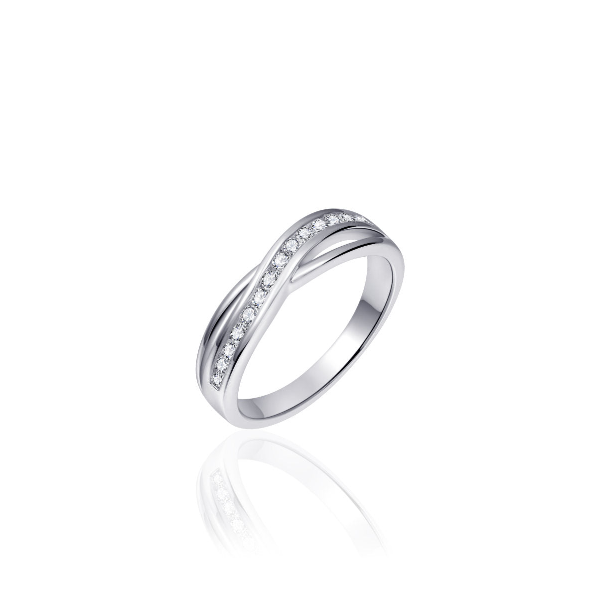Gisser Ring Zilver Gerhodineerd Zirkonia Wit – R101
