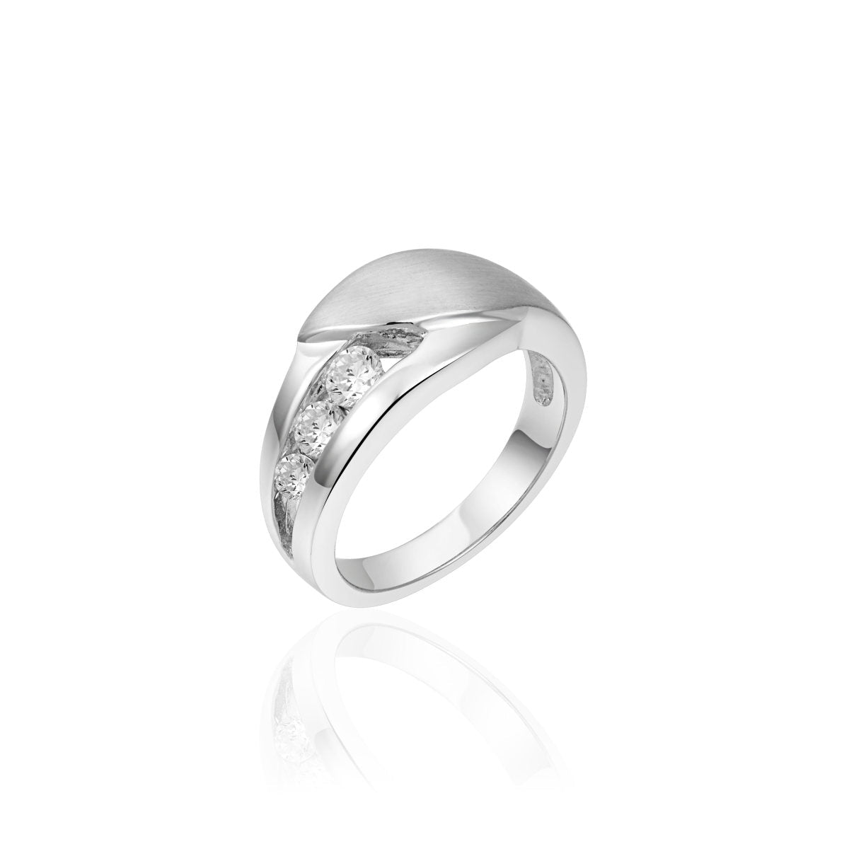 Gisser Ring Zilver Gerhodineerd Zirkonia Wit – R278