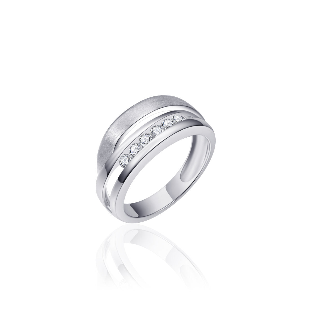 Gisser Ring Zilver Gerhodineerd Zirkonia Wit – R279