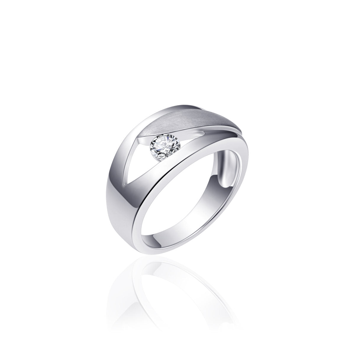 Gisser Ring Zilver Gerhodineerd Zirkonia Wit – R280