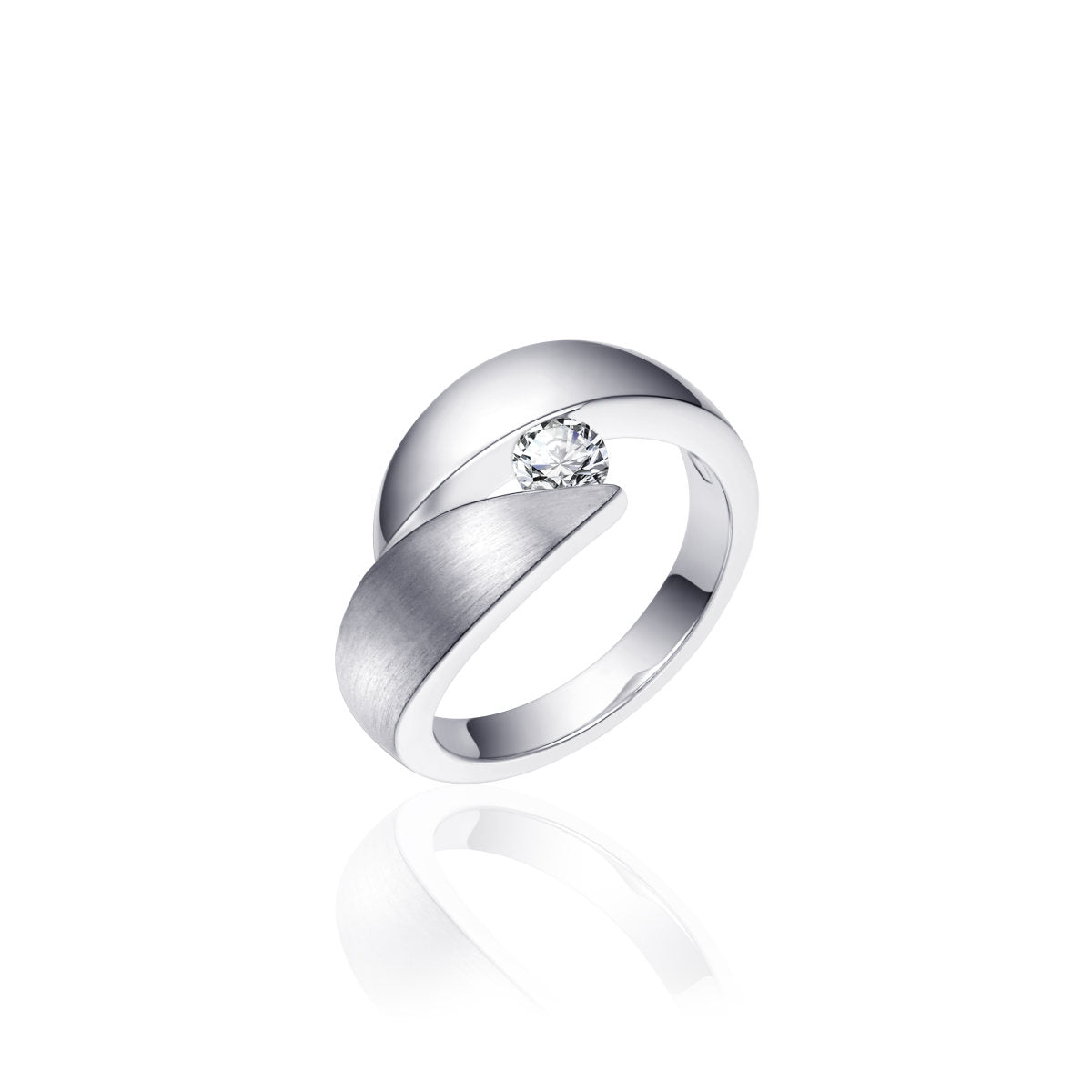 Gisser Ring Zilver Gerhodineerd Zirkonia Wit – R285