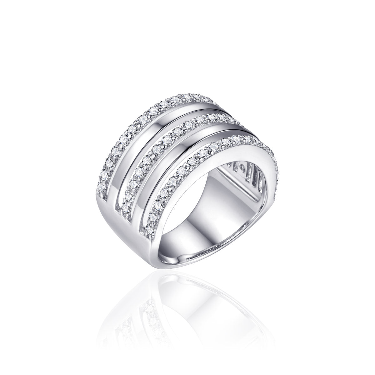 Gisser Ring Zilver Gerhodineerd Zirkonia Wit – R365