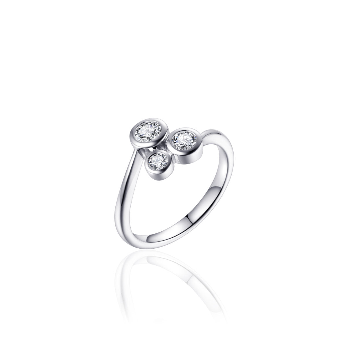 Gisser Ring Zilver Gerhodineerd Zirkonia Wit – R383