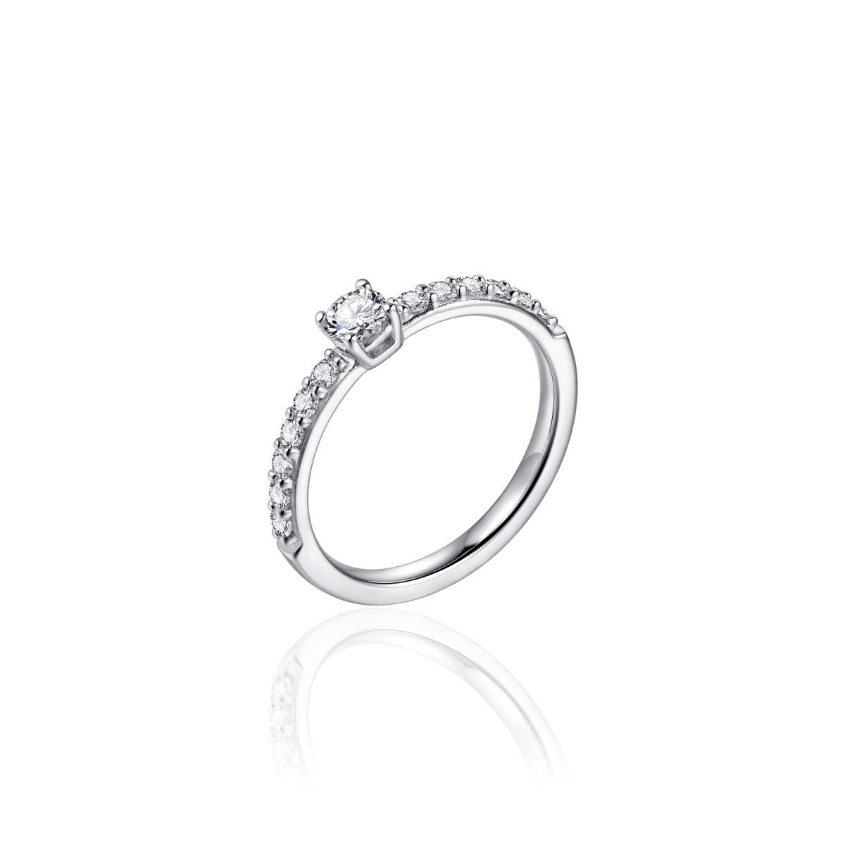 Gisser Ring Zilver Gerhodineerd Zirkonia Wit – R390