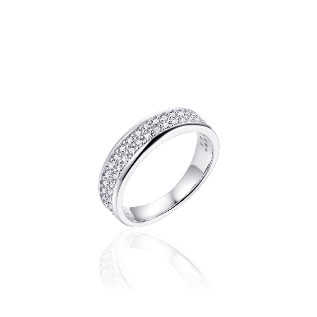 Gisser Ring Zilver Gerhodineerd Zirkonia Wit – R401