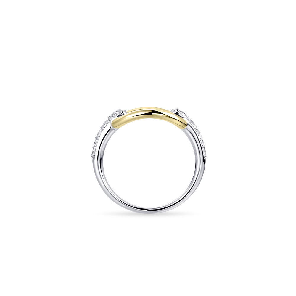 Gisser Ring Zilver Verguld Bicolor Zirkonia Wit – R407Y – foto 4