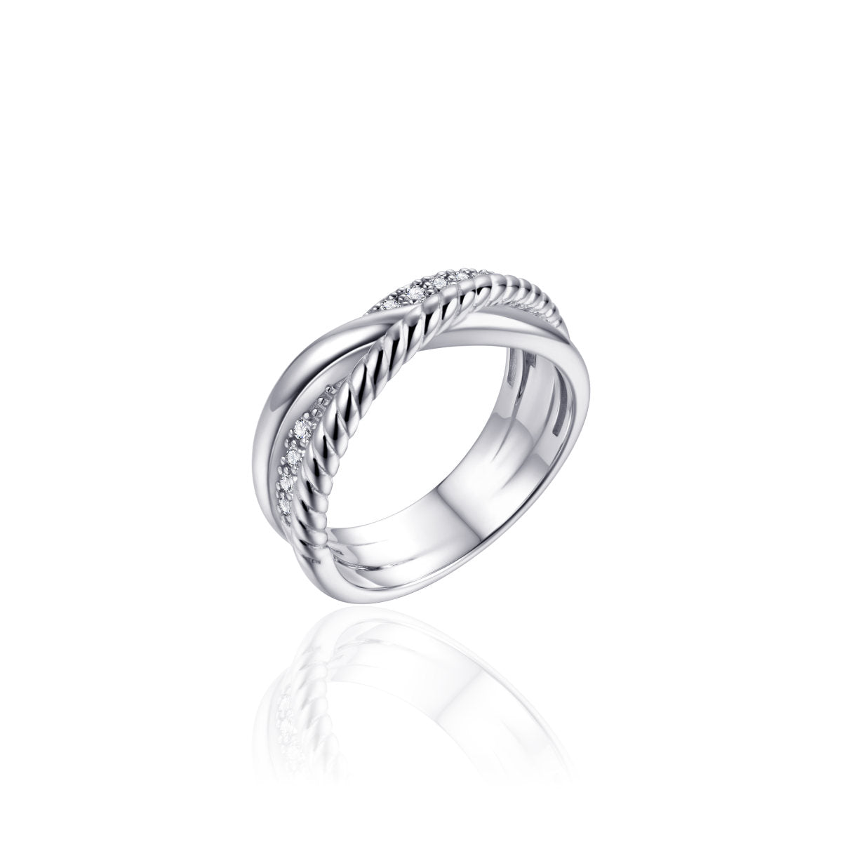 Gisser Ring Zilver Gerhodineerd Zirkonia Wit – R409
