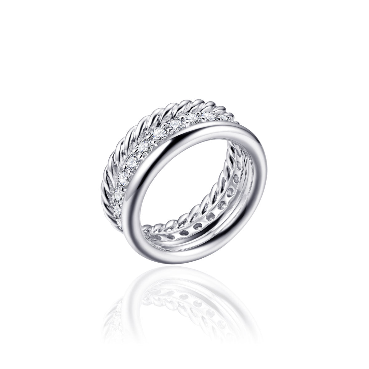 Gisser Ring Zilver Gerhodineerd Zirkonia Wit – R410