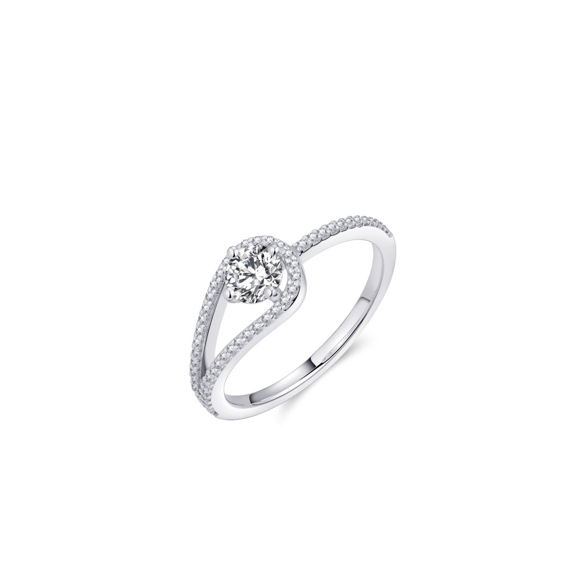 Gisser Ring Zilver Gerhodineerd Zirkonia Wit – R418