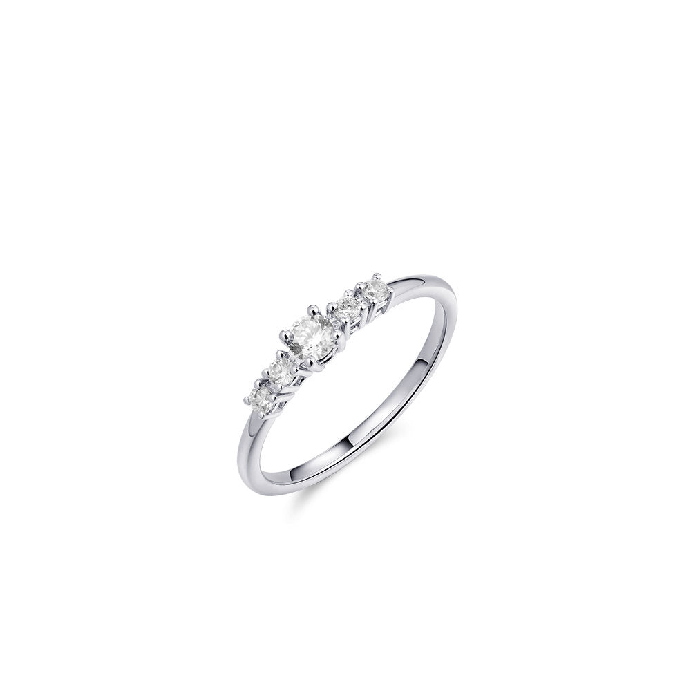 Gisser Ring Zilver Gerhodineerd Zirkonia Wit – R439