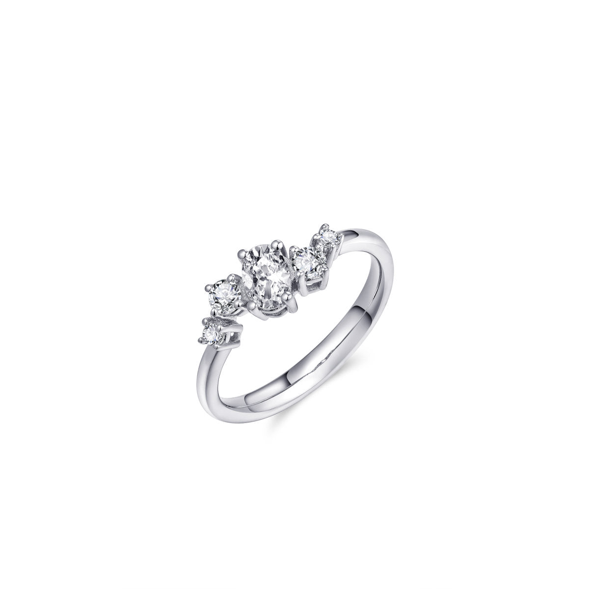 Gisser Ring Zilver Gerhodineerd Zirkonia Wit – R443
