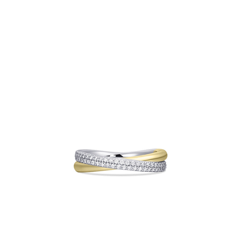 Gisser Ring Zilver Geel Verguld Zirkonia Wit – R453Y – foto 2