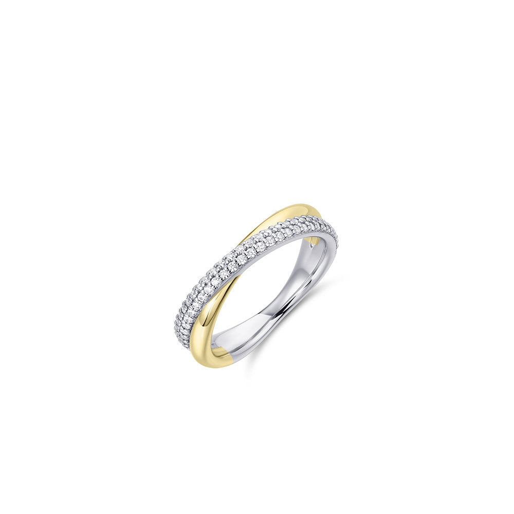 Gisser Ring Zilver Geel Verguld Zirkonia Wit – R453Y