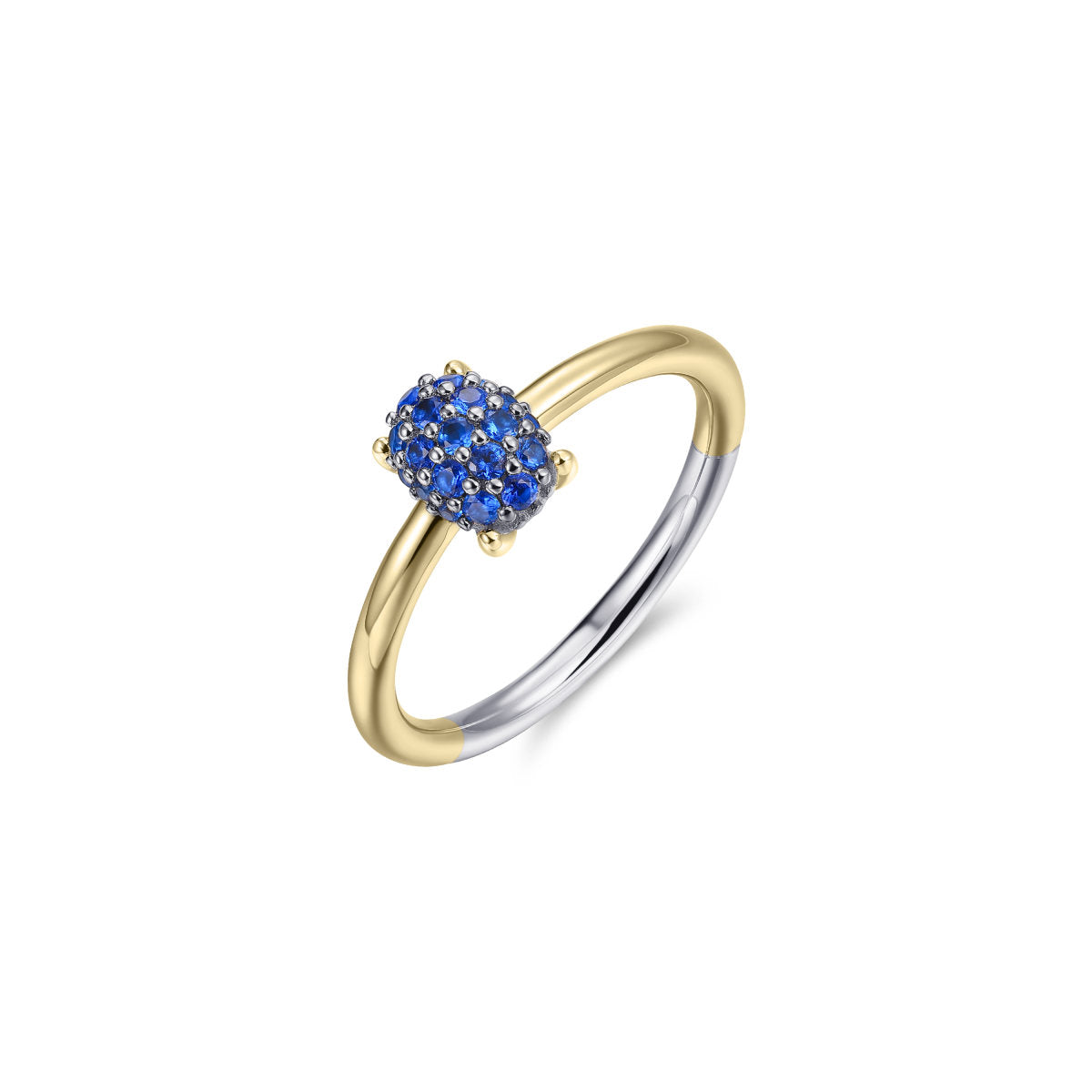 Gisser Ring Zilver Geel Verguld Zirkonia Donkerblauw – R470YB