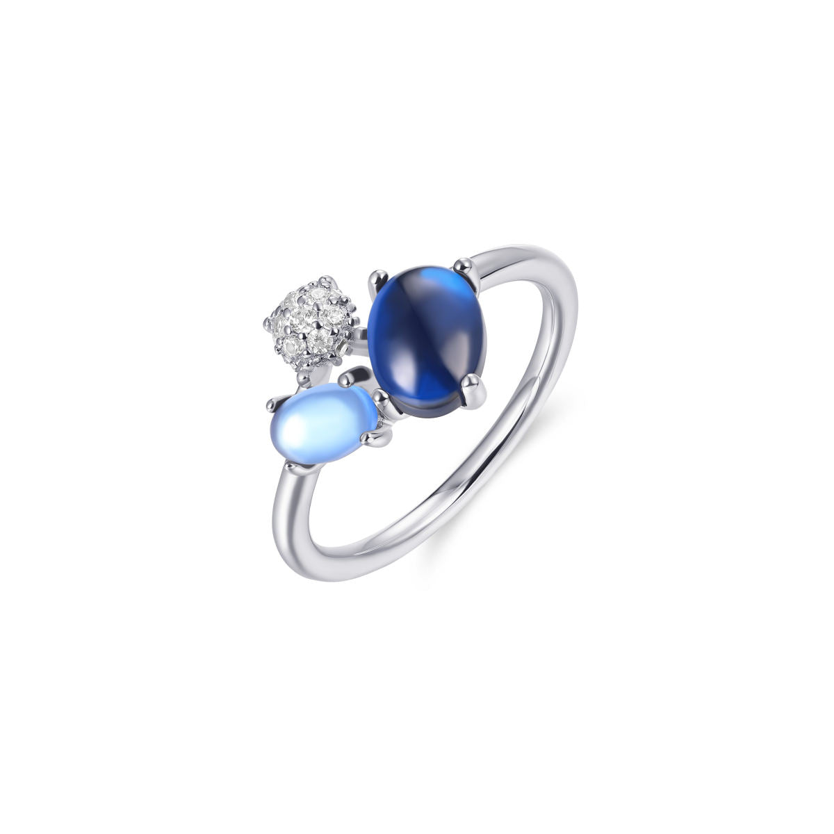 Gisser Ring Zilver Gerhodineerd Zirkonia Lichtblauw – R475B